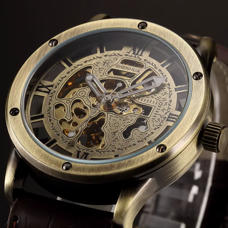 Montre mécanique automatique en bronze pour homme