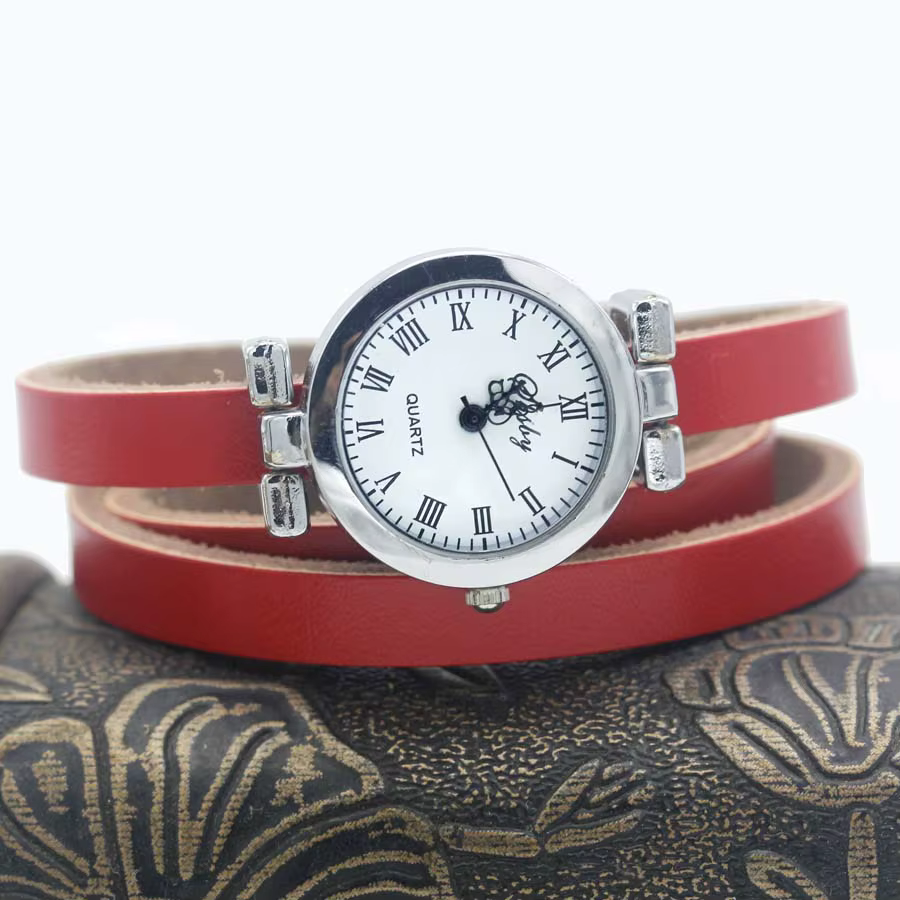 Shsby-Montre longue avec bracelet en cuir pour femme