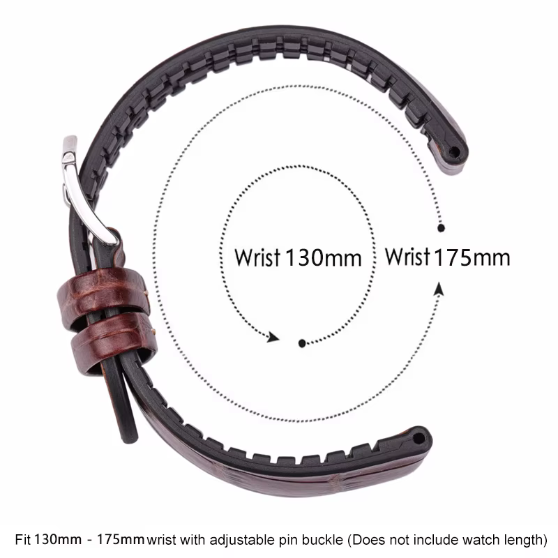 Bracelet de montre en cuir véritable avec caoutchouc