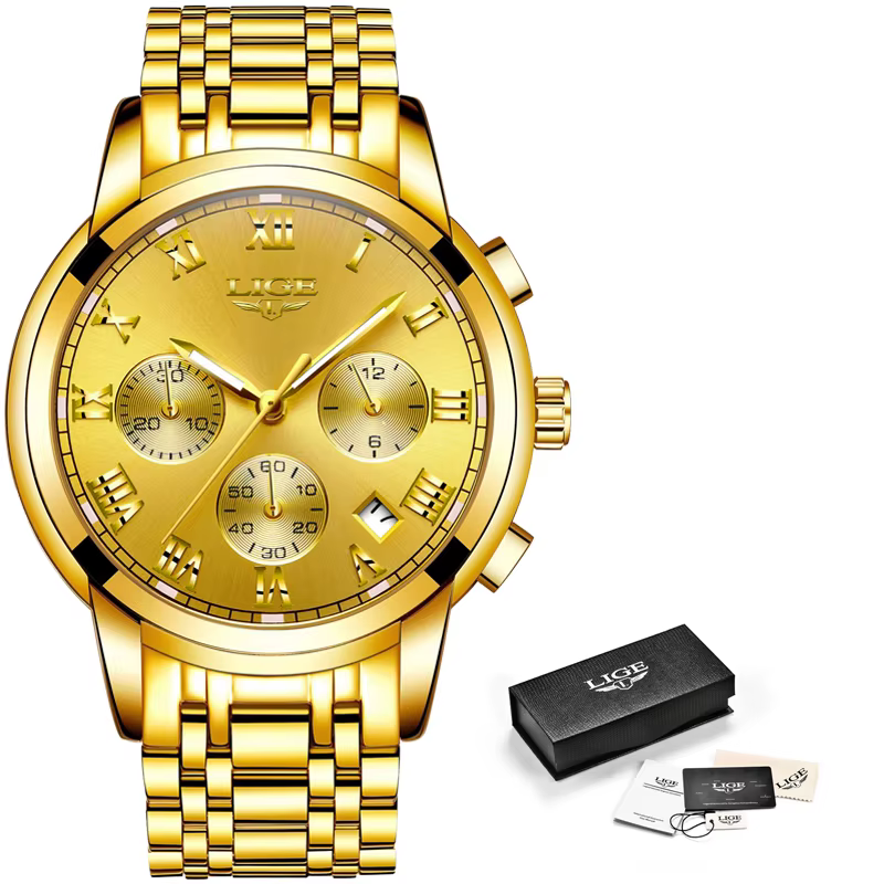 LIGE – montre de luxe en acier inoxydable pour homme