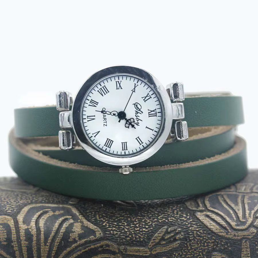Shsby-Montre longue avec bracelet en cuir pour femme