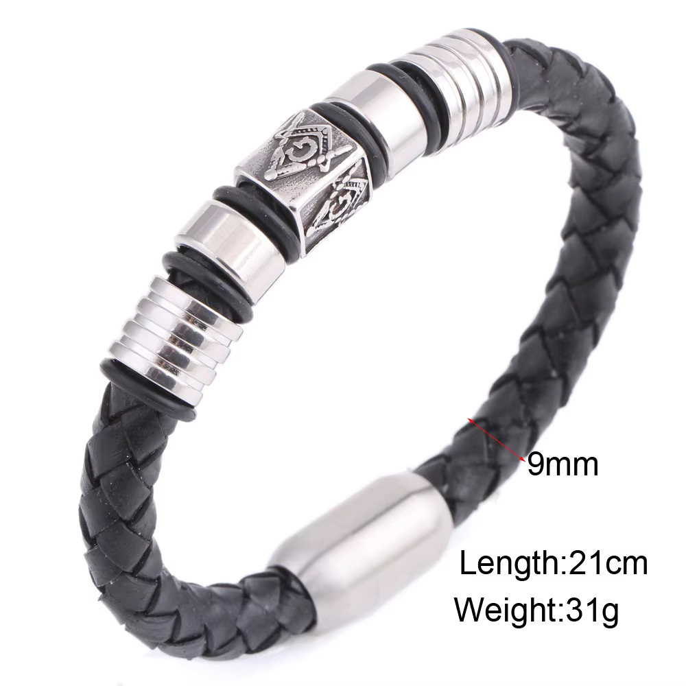 Bracelet en cuir véritable avec boucle magnétique pour homme