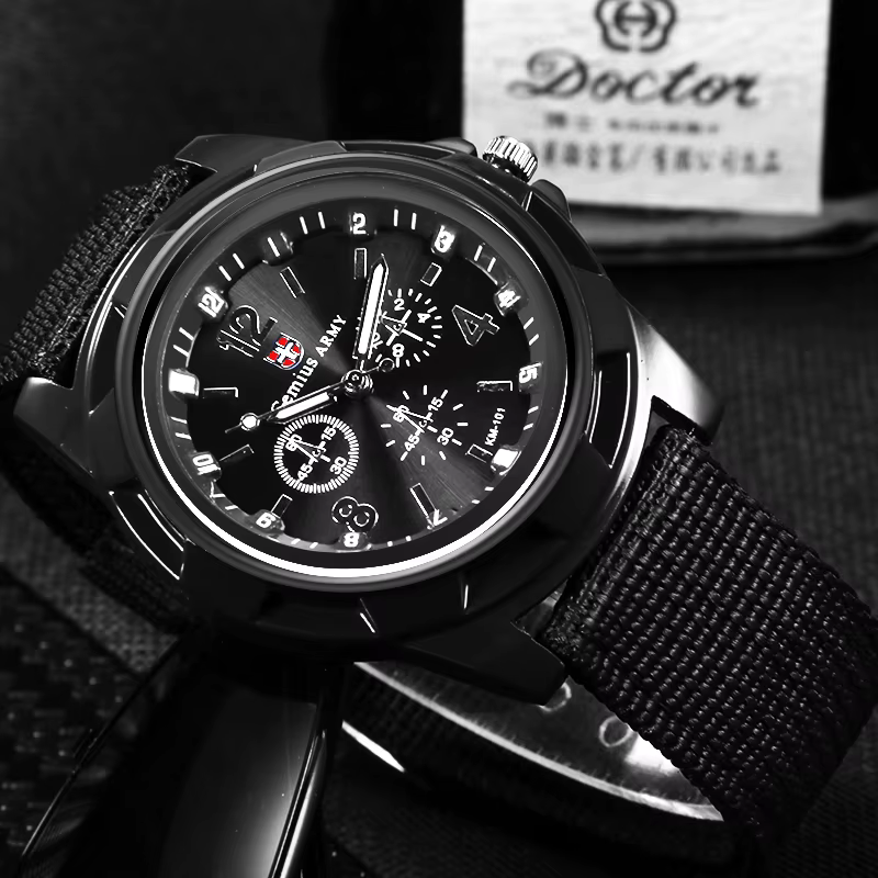 Montre de sport à quartz en nylon Gemius pour hommes