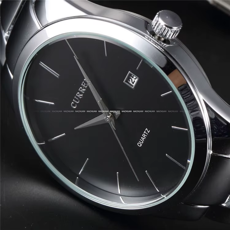 Curren hommes montres haut de gamme de luxe homme montre entièrement en acier affichage Date mode Quartz-Montre affaires