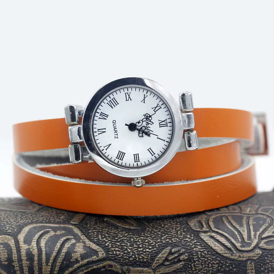 Shsby-Montre longue avec bracelet en cuir pour femme