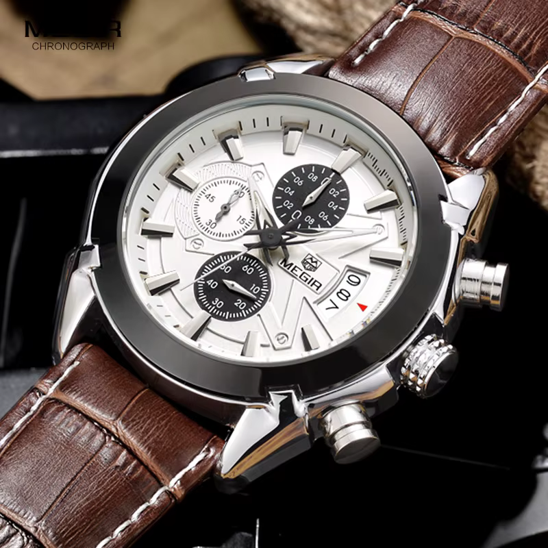 Megir – montre en cuir pour hommes