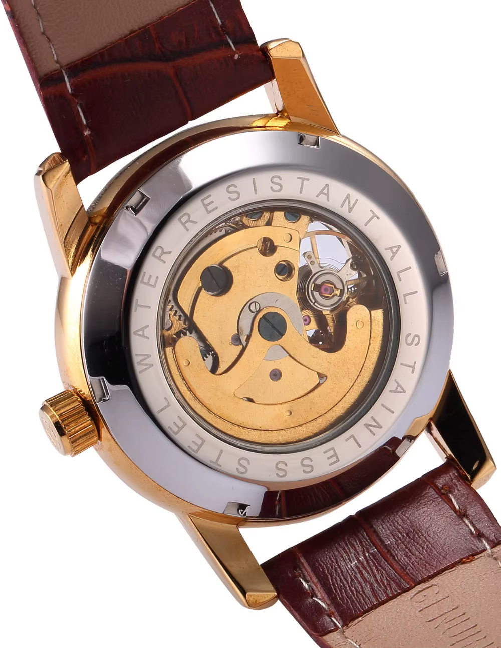 Hommes montres de luxe doré squelette mécanique Steampunk mâle horloge automatique montre-bracelet bracelet en cuir Herren Horloges