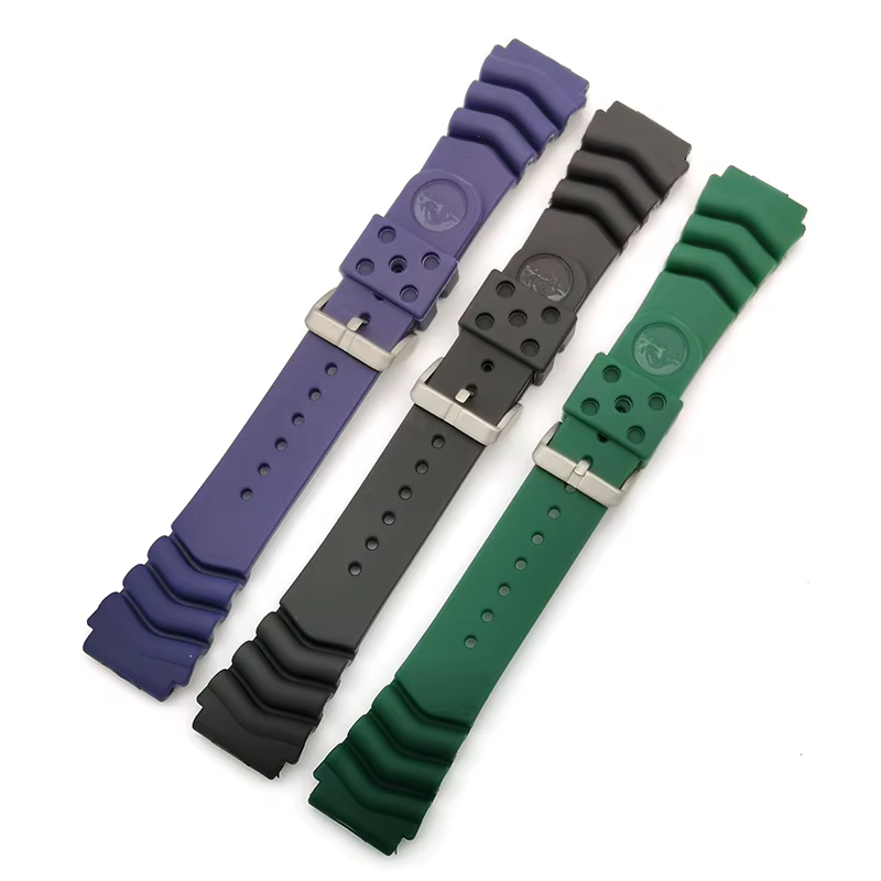 Bracelet de montre de sport en caoutchouc noir étanche Seiko PROSPEX pour hommes et femmes