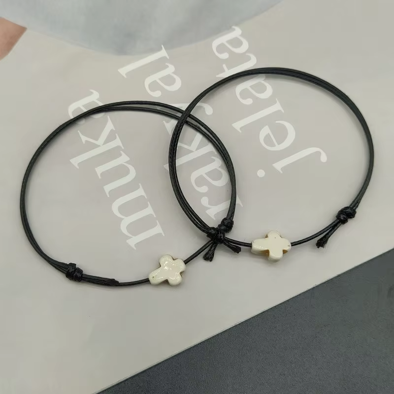 2 pièces Bracelet de bénédiction fait à la main, cordon noir et rouge, corde de cire, Bracelets de Couple, cadeau pour femmes et hommes, vente en gros, livraison directe