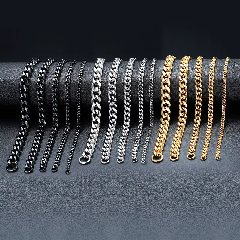 Vnox 3-11mm gros Miami gourmette chaîne Bracelet pour hommes