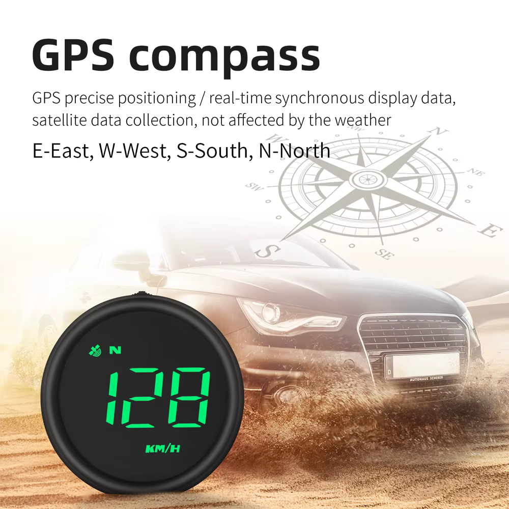 Jauge HUD GPS multifonction, affichage tête haute, ordinateur numérique LCD intégré pour voiture, camion, moto, bateau, compteur de vitesse MPH