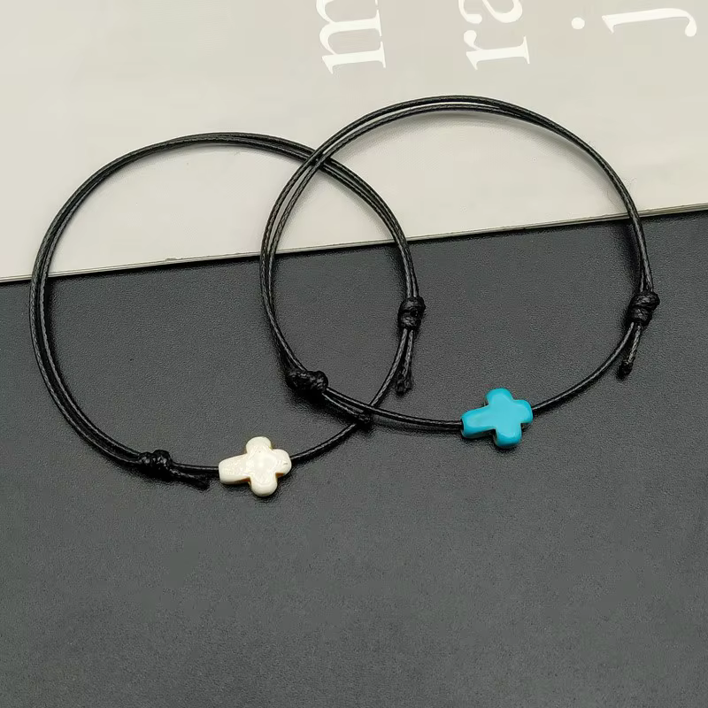2 pièces Bracelet de bénédiction fait à la main, cordon noir et rouge, corde de cire, Bracelets de Couple, cadeau pour femmes et hommes, vente en gros, livraison directe