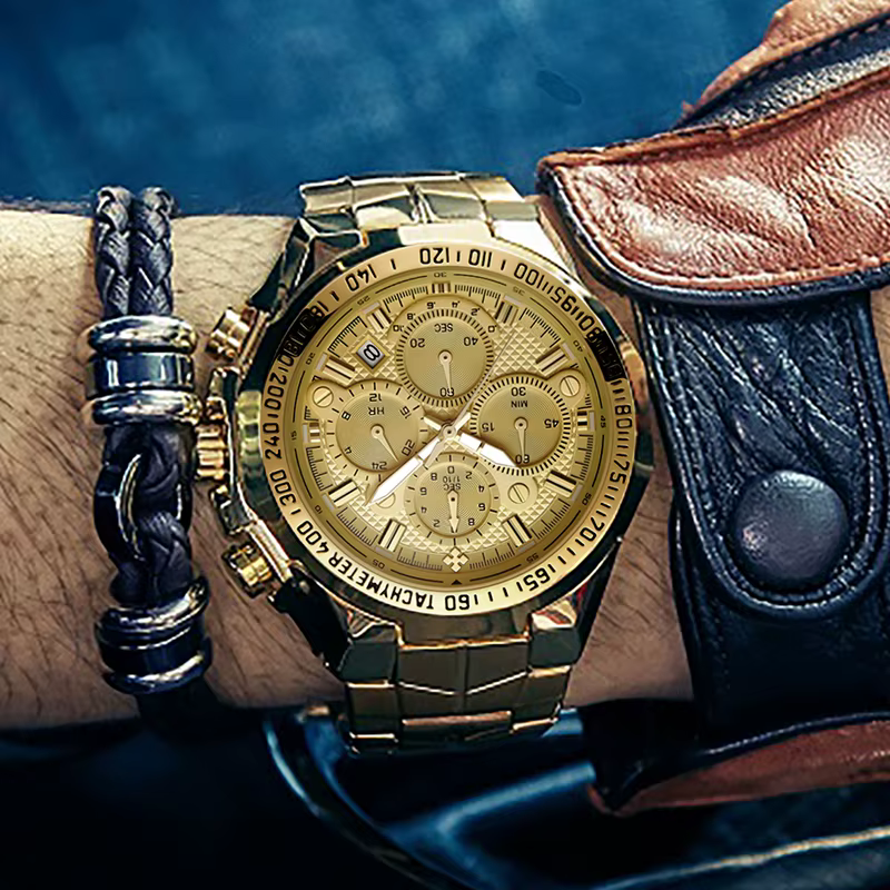 WWOOR montres pour hommes de luxe militaire Quartz acier inoxydable vieille montre étanche chronographe