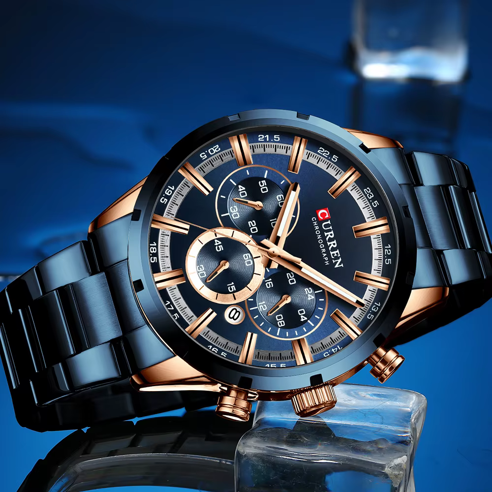 Istro REN-Montre à quartz chronographe en acier inoxydable pour homme, montres de sport de luxe, marque supérieure, nouvelle mode