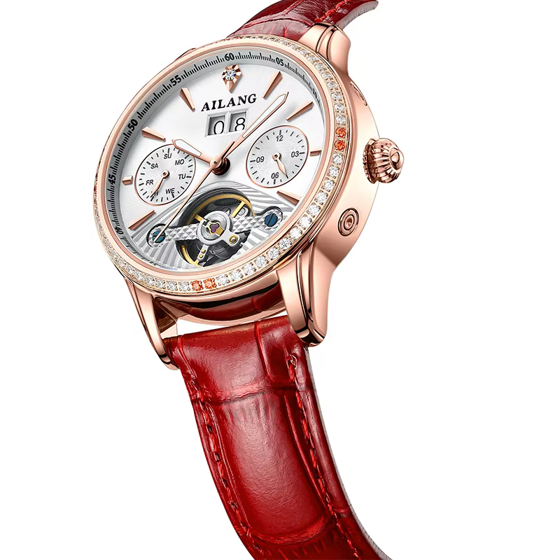 AILANG Montre mécanique automatique à tourbillon pour femme