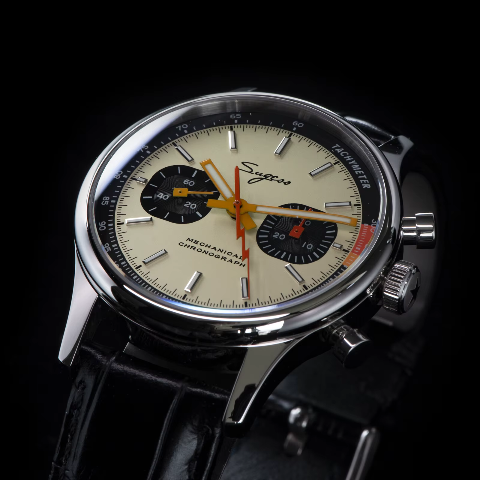 Sugess Nouvelle Montre Business Mécanique Chronographe ST1901 avec Mouvement Col de Cygne Original