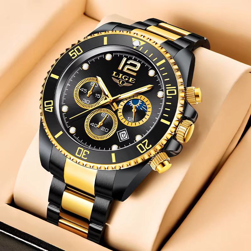 Montre à quartz étanche en acier inoxydable pour homme