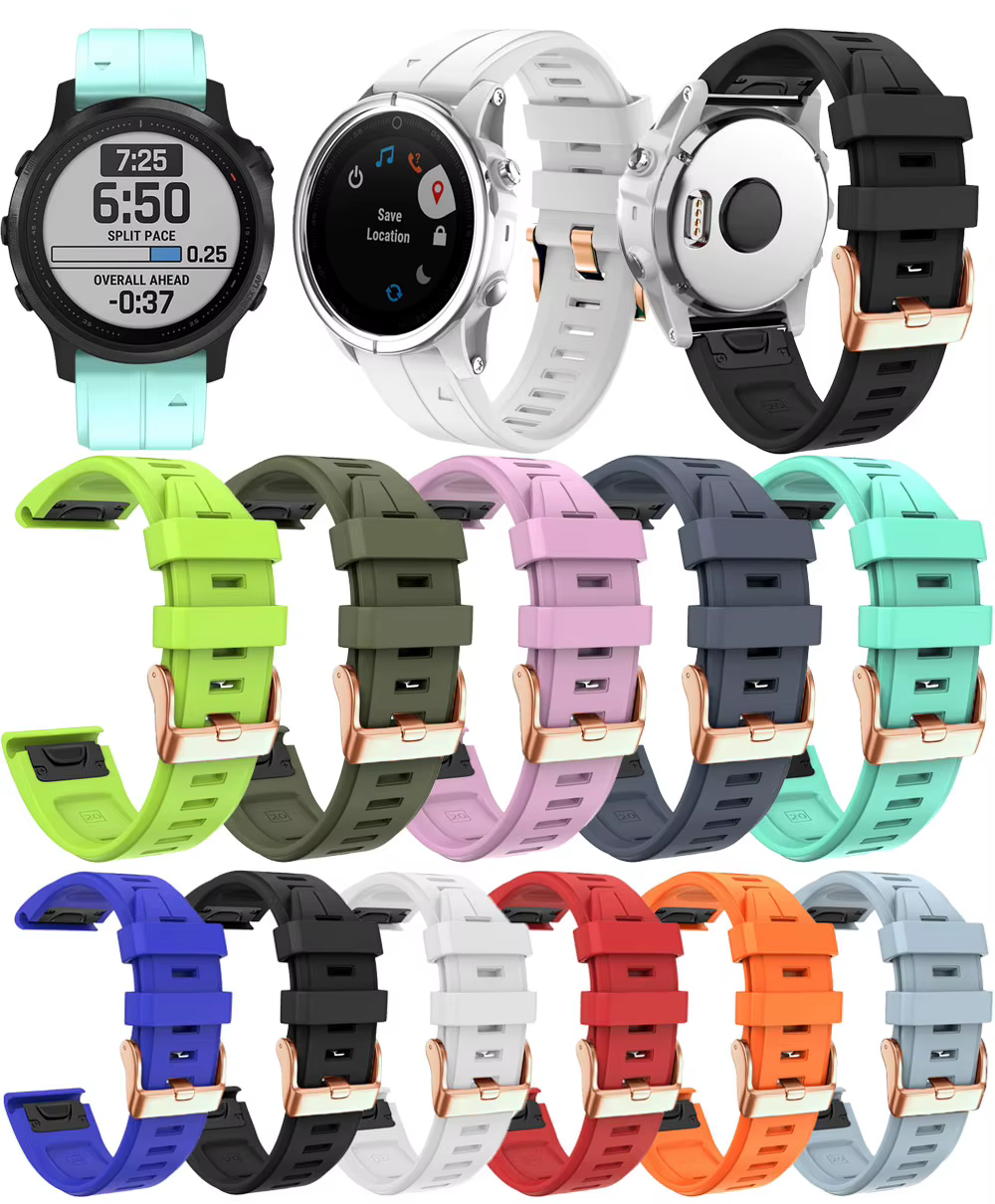 Bracelet de montre intelligente à boucle en or Rose de 20mm pour Garmin Fenix 7S 6S Pro 5S Plus