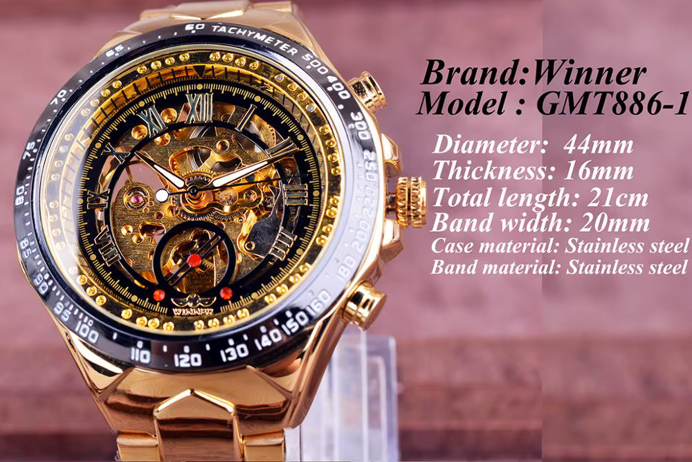 Gagnant mécanique Sport Design lunette Montre de mode hommes montres haut de gamme de luxe