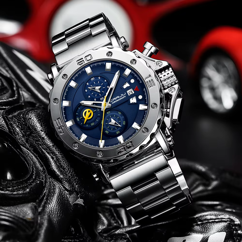 CRRJU montre pour hommes Top marque de luxe grand cadran en acier inoxydable étanche chronographe montres avec Date Relogio Masculino