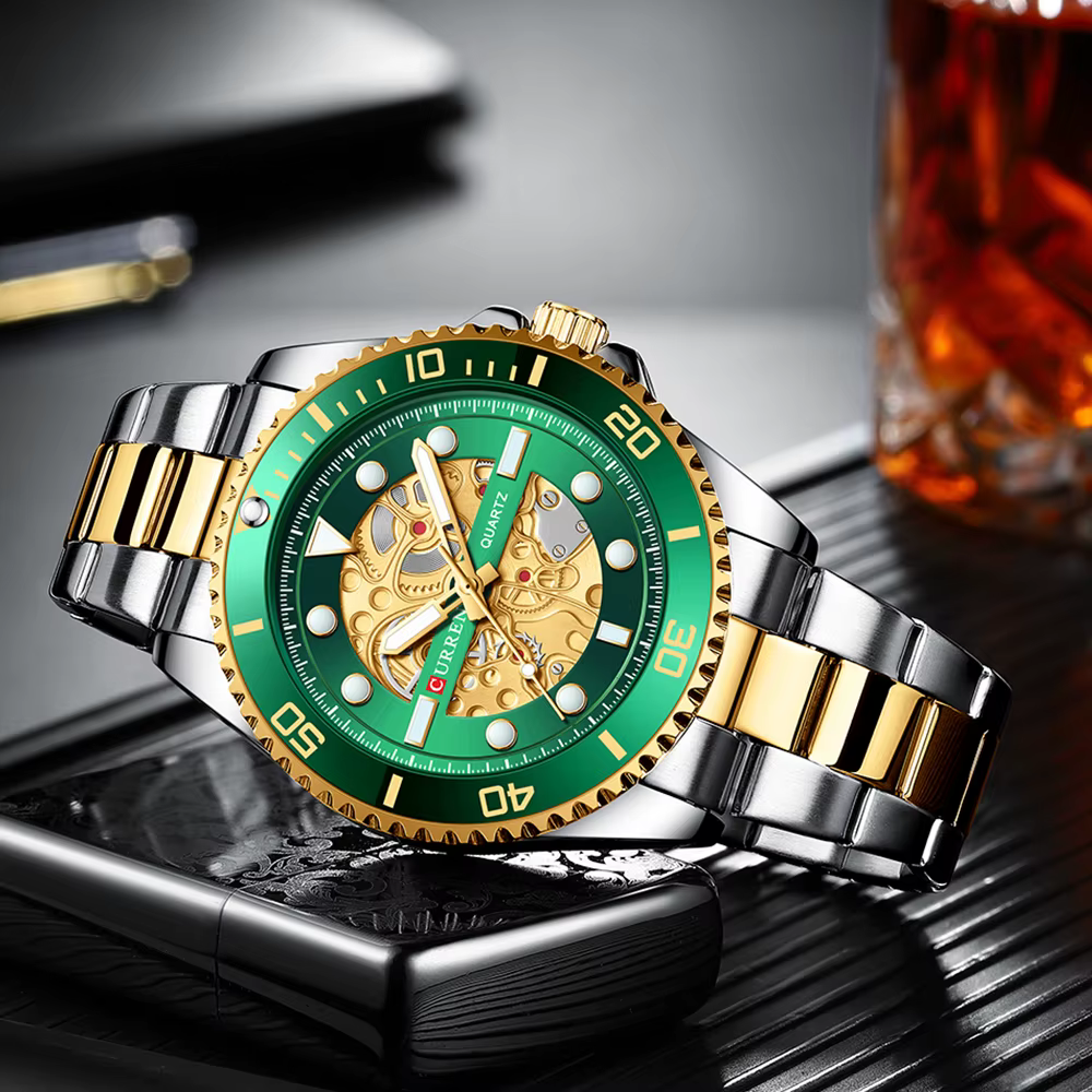 CURREN montres imité conception mécanique horloge à Quartz hommes bracelet en acier inoxydable