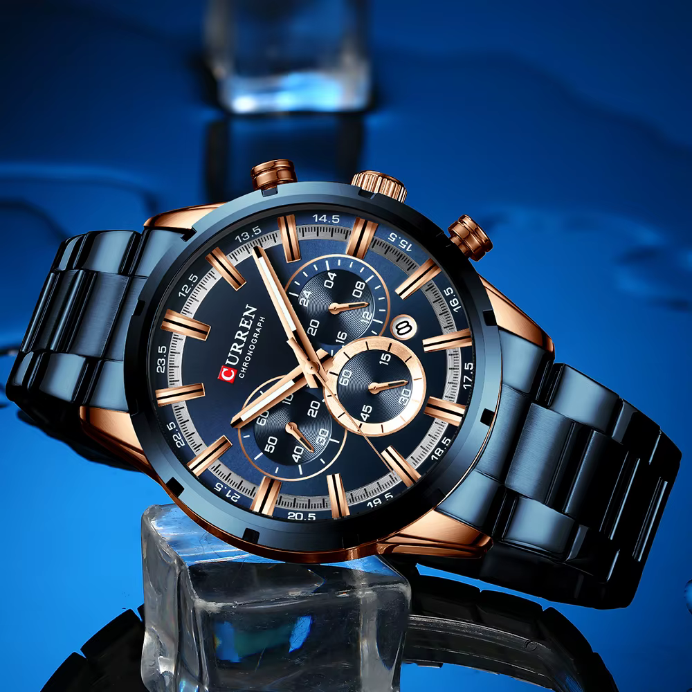 Istro REN-Montre à quartz chronographe en acier inoxydable pour homme, montres de sport de luxe, marque supérieure, nouvelle mode