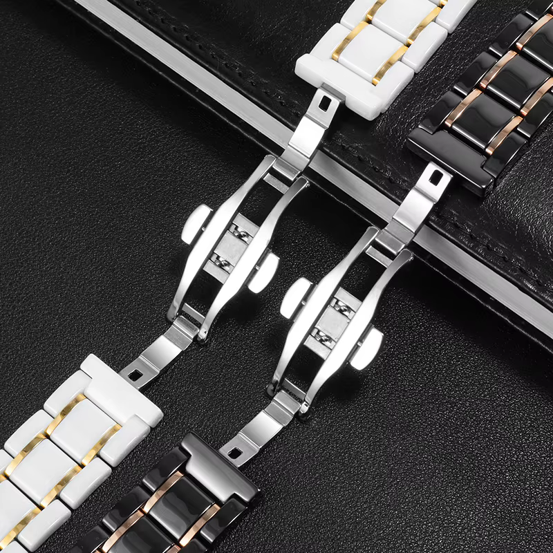 Bracelet de montre de luxe en céramique et acier fin