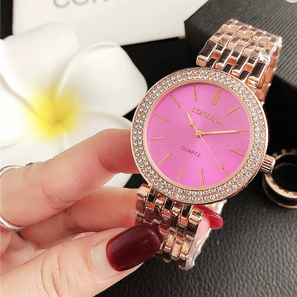Reloj Mujer nouvelle montre en or pour femmes mode décontracté rond strass Quartz luxe dames montres Relogio Feminino