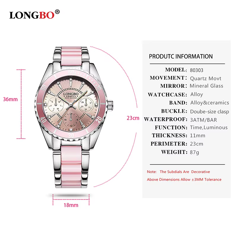 LONGBO – montre-Bracelet en céramique et alliage pour femmes