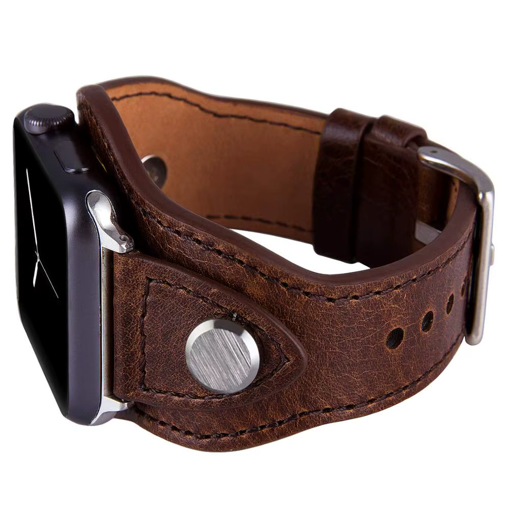 Bracelet manchette en cuir pour Apple Watch Band