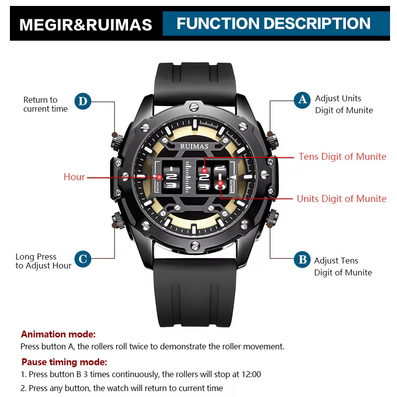 MEGIR & RUIMAS-Montres de sport militaires pour hommes