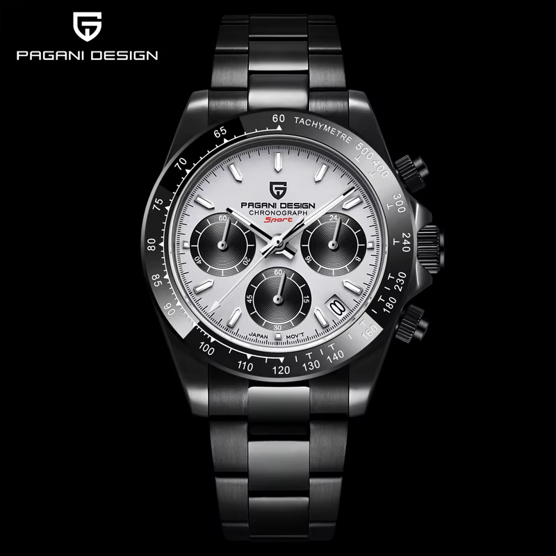 PAGANI DESIGN – montre à Quartz noire pour hommes