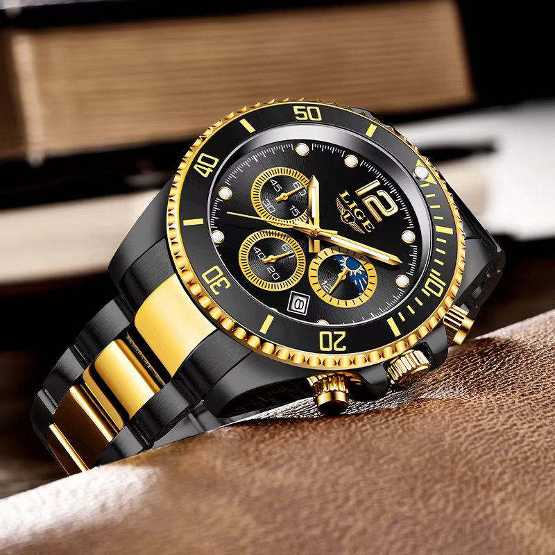 Montre à quartz étanche en acier inoxydable pour homme