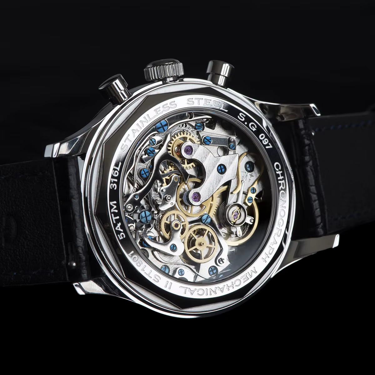 Sugess Nouvelle Montre Business Mécanique Chronographe ST1901 avec Mouvement Col de Cygne Original