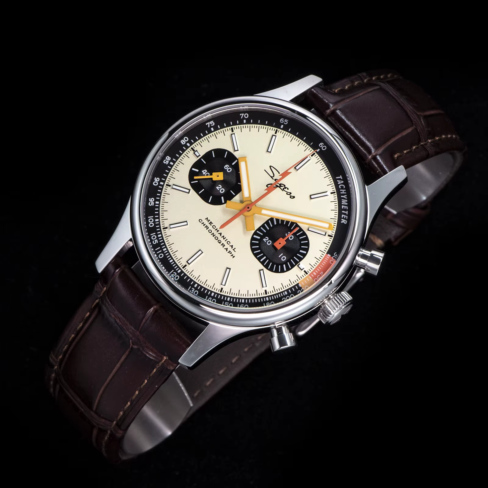 Sugess Nouvelle Montre Business Mécanique Chronographe ST1901 avec Mouvement Col de Cygne Original