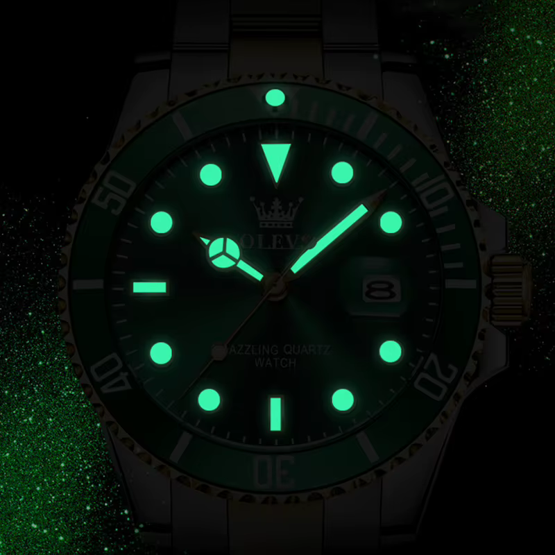 OLEVS montre pour hommes de luxe haut de gamme rotatif unidirectionnel anneau extérieur conception