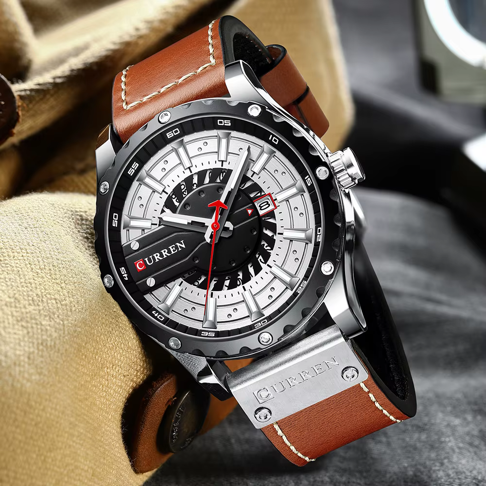CURREN montres Top marque mode montre-bracelet en cuir montre pour hommes à Quartz décontractée avec boîte nouvelle horloge Chic aiguilles lumineuses