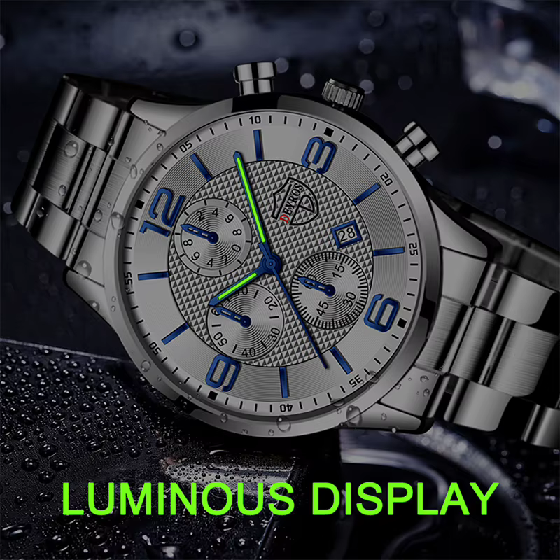 Montre-bracelet à quartz en acier inoxydable pour homme
