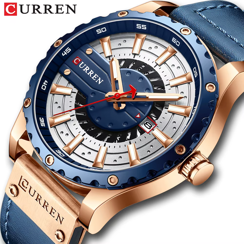 CURREN montres Top marque mode montre-bracelet en cuir montre pour hommes à Quartz décontractée avec boîte nouvelle horloge Chic aiguilles lumineuses