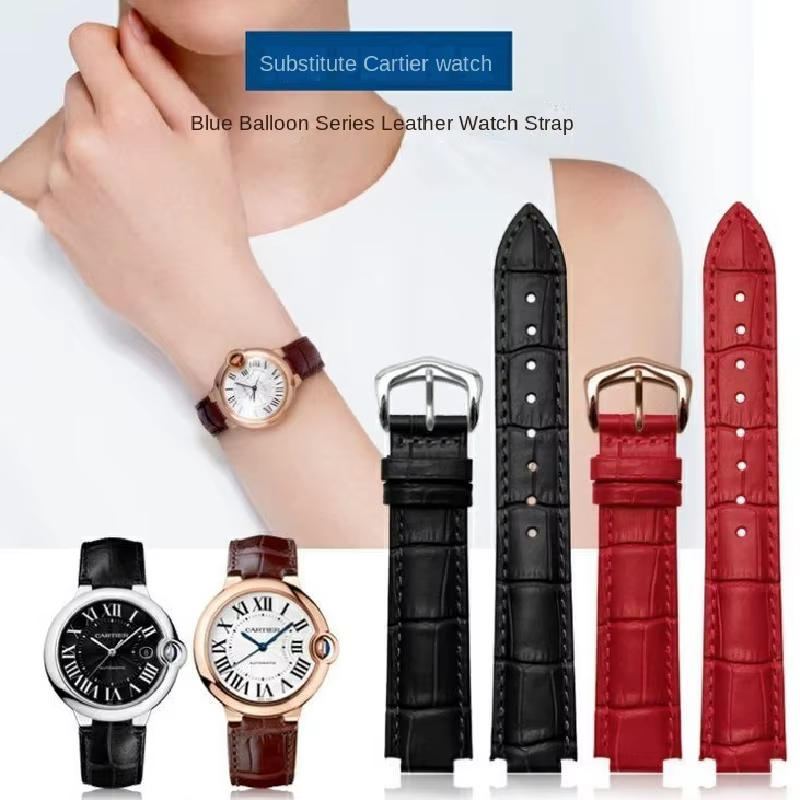 Bracelet de montre en cuir de vachette pour Cartier