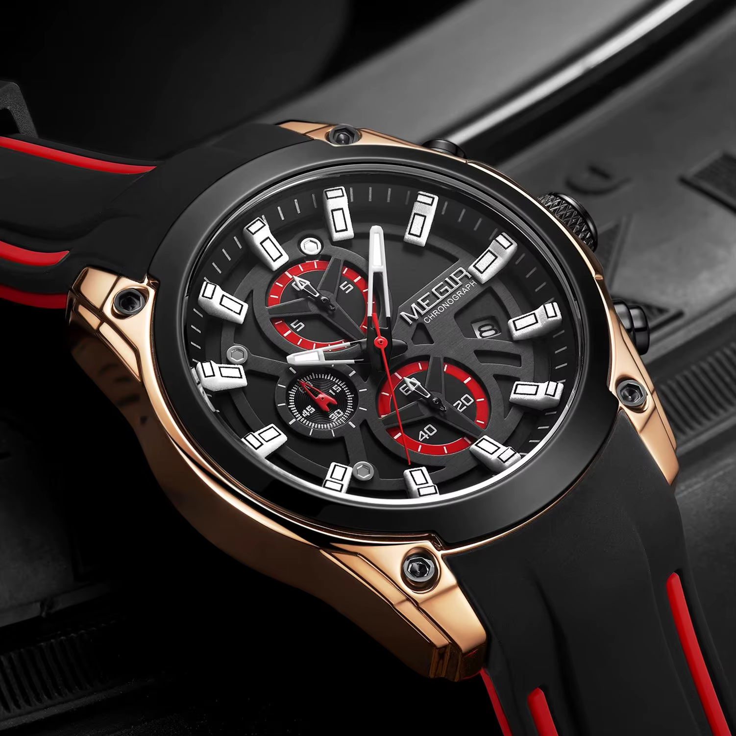 Montre de sport de luxe MEGIR Chronograph pour homme