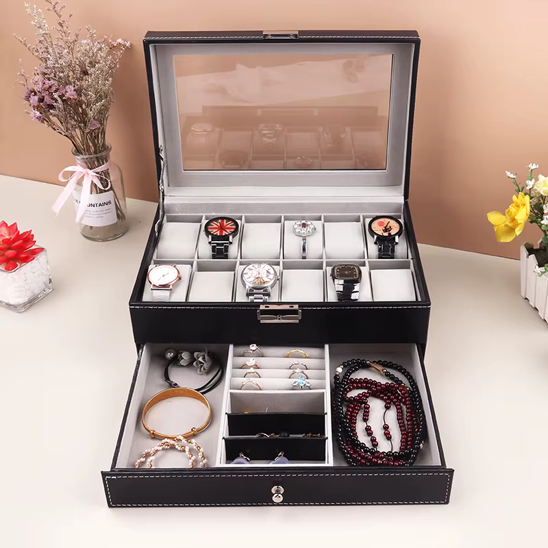 Boîte de montre en cuir PU