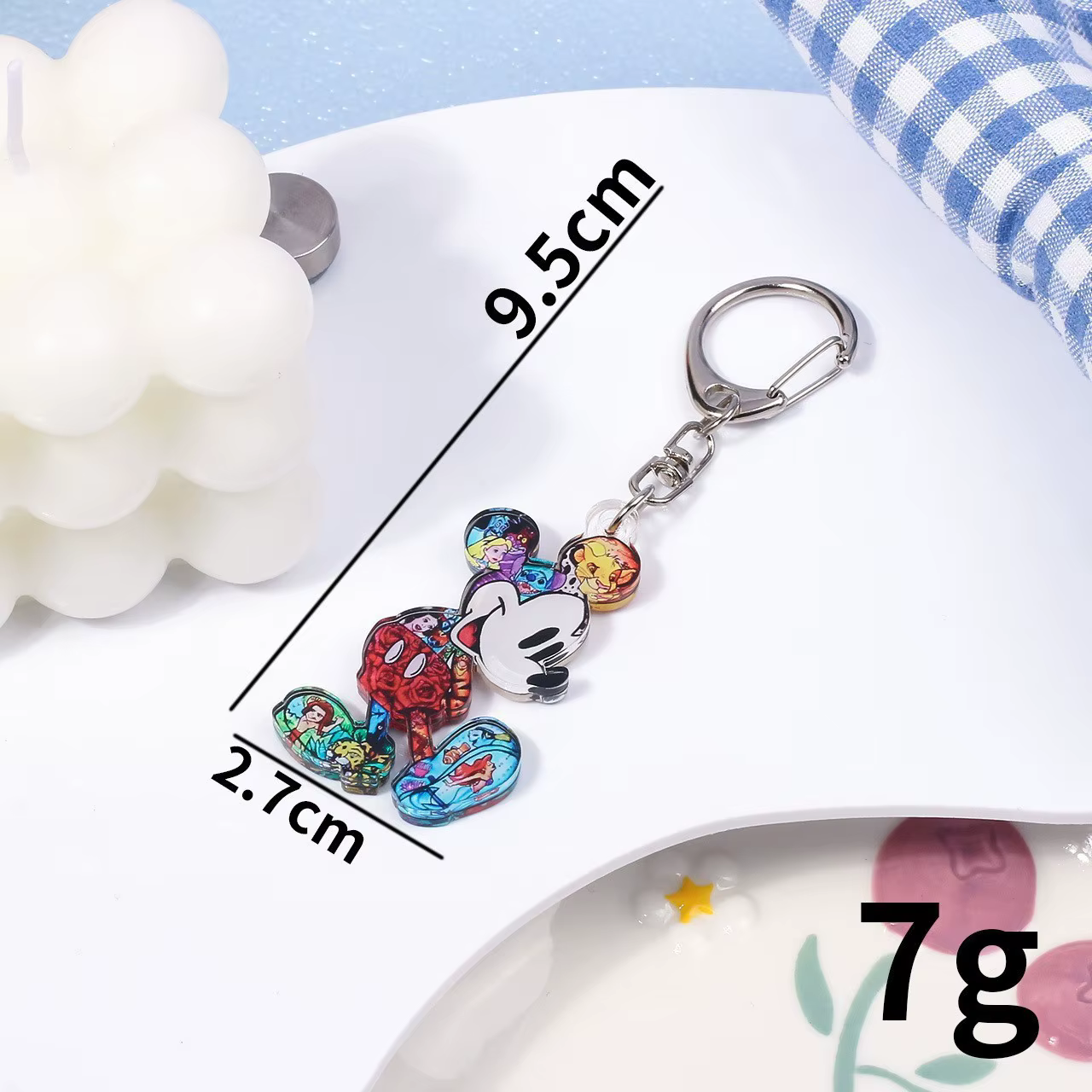 Porte-clés en acrylique mignon Minnie Mouse Mickey, pendentif de sac imprimé Mickey dessin animé, pour femmes et enfants, cadeau