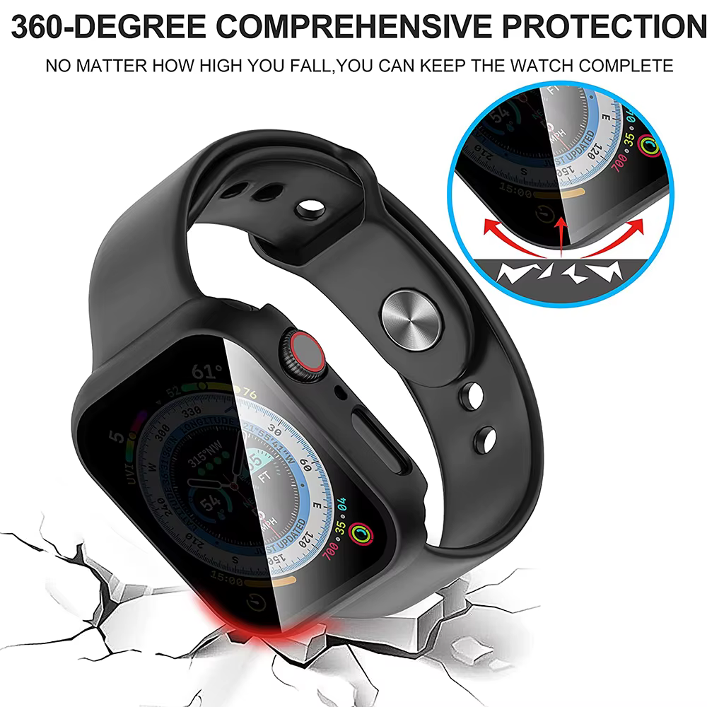 Verre trempé de confidentialité + étui pour Apple Watch 10 46mm 42mm