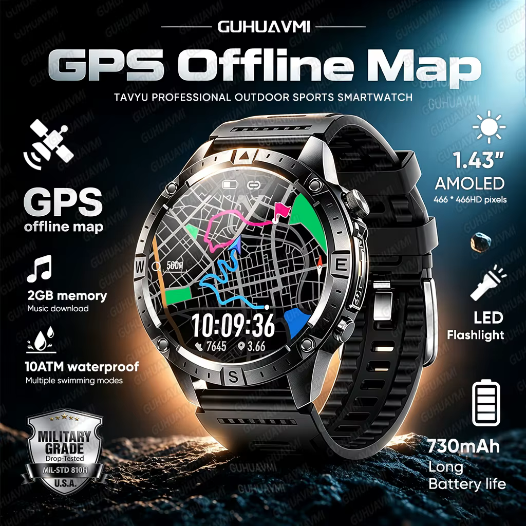 Nouvelle Montre Connectée GPS Extérieur 2026 avec Cartes Hors Ligne