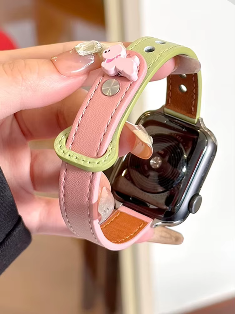 Bracelet en cuir de chien mignon pour iWatch Ultra 10 9 8 7 6 5 4