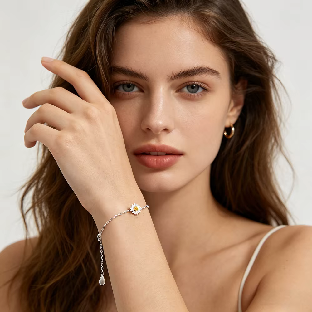 Bracelets minimalistes Daisy pour femmes, en argent sterling 925, bracelet à fine chaîne, bijoux délicats en argent véritable, cadeau pour elle, à porter au quotidien