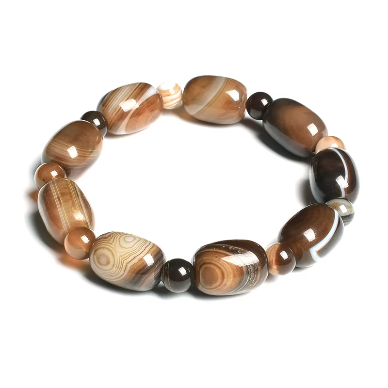 Perles de pierre naturelle Agates vertes bracelets porte-bonheur pour femmes mode tambour baril forme cornaline bracelets femme bracelet d'été