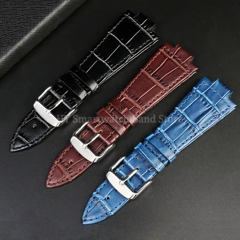 Bracelet de montre en cuir véritable pour hommes