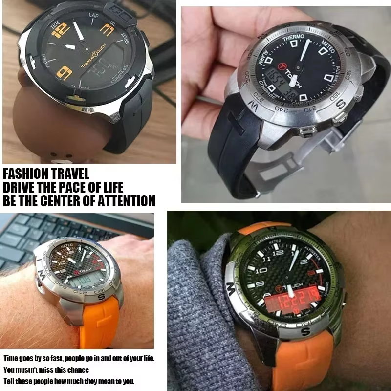 Bracelet de montre en silicone adapté pour Tissot T-TOUCH T013 T047 20mm 21mm Noir Orange dehors